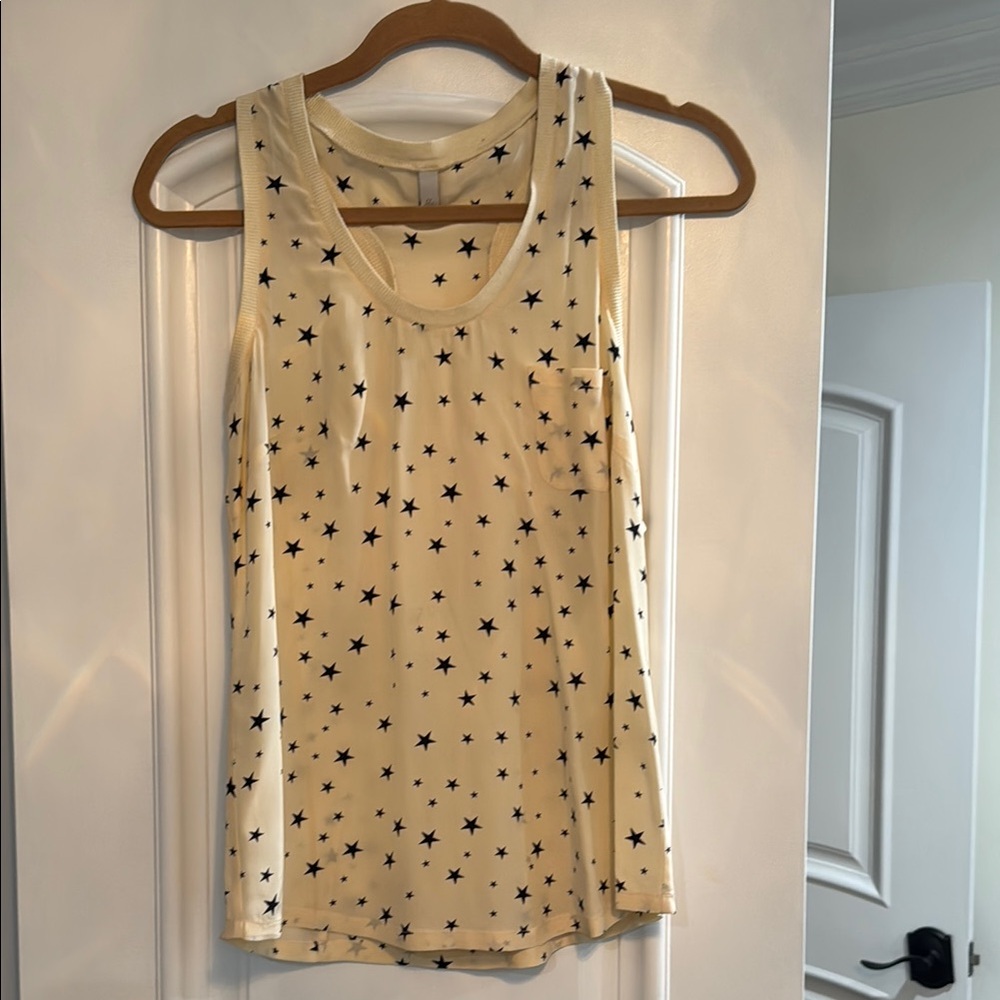 Joie Cream Sleeveless Silk Star Tank Top